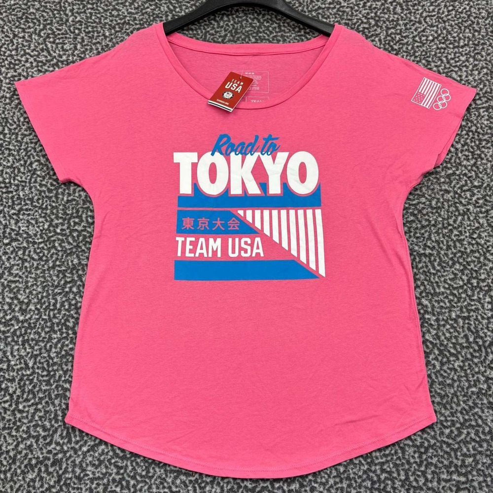 Team USA Olympic Shirt Women Medium Pink Tokyo Short Sleeve Crew Neck New M